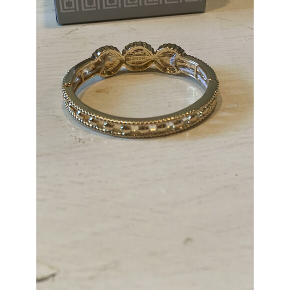 Vintage Monet Stretchy Bracelet Red/Clear‎ Rhinestones Goldtone Gorgeous - Picture 2 of 4